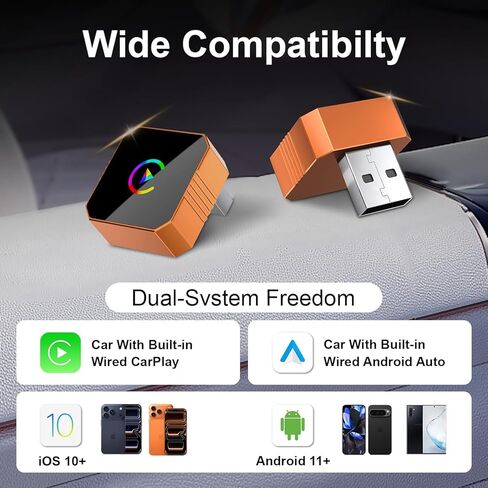 محول CarPlay اللاسلكي الصغير من PINKFLY، ترقية سلكي إلى لاسلكي لـ CarPlay وAndroid Auto، التوصيل والتشغيل، إعادة الاتصال التلقائي السريع، التحكم المستقر، تشغيل السيارة بدون تأخير لهاتف iPhone iOS 10+ Android 11+ in Kuwait
