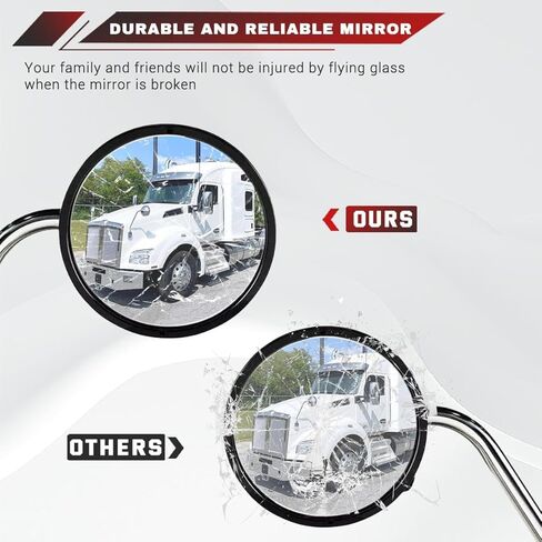 مرايا غطاء محرك السيارة المستديرة متوافقة مع Kenworth T680 T880 Peterbilt 579 587، زوج من استبدال مرايا الكروم للسائق الأيسر والراكب الأيمن in Saudi Arabia
