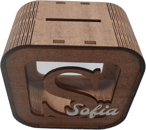 Personalized Wooden Piggy Bank with Name & Initial, Custom Money Saving Box, Unique Gift for Birthday, Christmas, Wedding, Graduation in Saudi Arabia