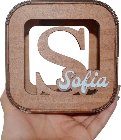 Personalized Wooden Piggy Bank with Name & Initial, Custom Money Saving Box, Unique Gift for Birthday, Christmas, Wedding, Graduation in Saudi Arabia