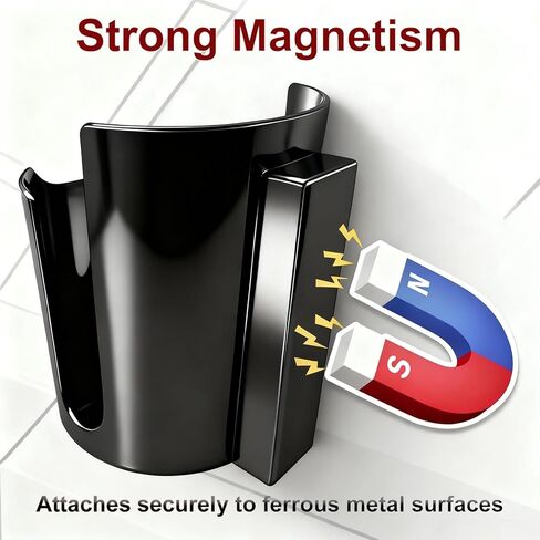 2PCS Magnetic Cup Holder/Caddy, Black, Strong Magnet Organizer for Fridge, Cabinet & Vehicle - Holds Cups, Cans and Bottles in Saudi Arabia