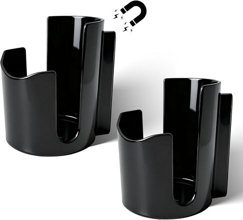 2PCS Magnetic Cup Holder/Caddy, Black, Strong Magnet Organizer for Fridge, Cabinet & Vehicle - Holds Cups, Cans and Bottles in Saudi Arabia