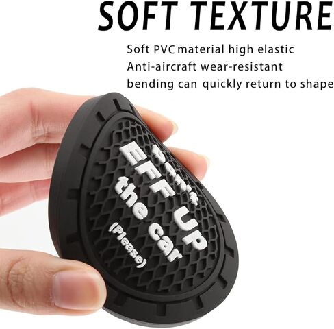 ijuicy 2 PCS Car Cup Holder Coaster, 2.75" PVC Honeycomb Anti-Skid Shock-Absorbing Beverage Mat, Don't Fuck Up My Car Personalized Slogan Waterproof Decoration, Universal for Cars Trucks (Black) in Saudi Arabia