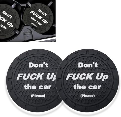 ijuicy 2 PCS Car Cup Holder Coaster, 2.75" PVC Honeycomb Anti-Skid Shock-Absorbing Beverage Mat, Don't Fuck Up My Car Personalized Slogan Waterproof Decoration, Universal for Cars Trucks (Black) in Saudi Arabia