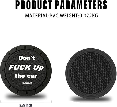 ijuicy 2 PCS Car Cup Holder Coaster, 2.75" PVC Honeycomb Anti-Skid Shock-Absorbing Beverage Mat, Don't Fuck Up My Car Personalized Slogan Waterproof Decoration, Universal for Cars Trucks (Black) in Saudi Arabia
