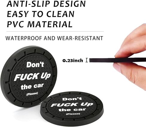 ijuicy 2 PCS Car Cup Holder Coaster, 2.75" PVC Honeycomb Anti-Skid Shock-Absorbing Beverage Mat, Don't Fuck Up My Car Personalized Slogan Waterproof Decoration, Universal for Cars Trucks (Black) in Saudi Arabia