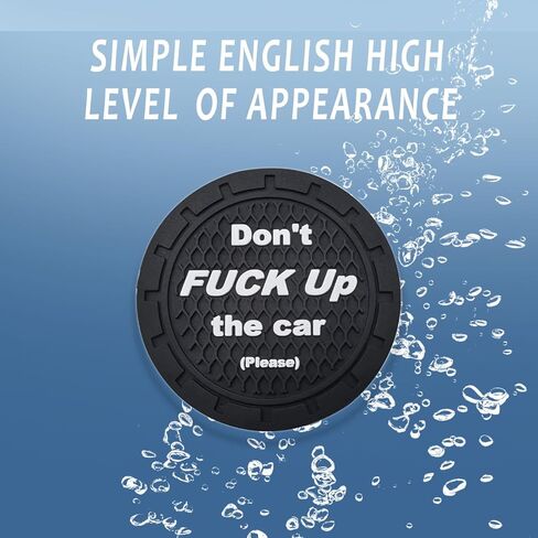 ijuicy 2 PCS Car Cup Holder Coaster, 2.75" PVC Honeycomb Anti-Skid Shock-Absorbing Beverage Mat, Don't Fuck Up My Car Personalized Slogan Waterproof Decoration, Universal for Cars Trucks (Black) in Saudi Arabia