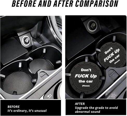 ijuicy 2 PCS Car Cup Holder Coaster, 2.75" PVC Honeycomb Anti-Skid Shock-Absorbing Beverage Mat, Don't Fuck Up My Car Personalized Slogan Waterproof Decoration, Universal for Cars Trucks (Black) in Saudi Arabia