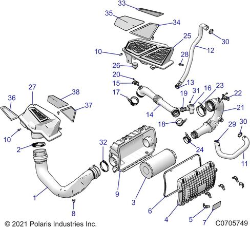 Polaris RZR Intake Bezel Assembly, Left, Genuine OEM Part 2637232, Qty 1 in Saudi Arabia
