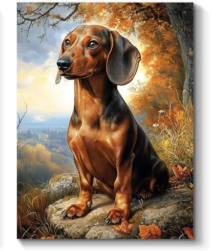 Dachshund Dog Paint by Numbers Kit for Adults, 16"x20" Canvas Painting Kit for Beginners, Modern Aesthetic DIY Paint by Number on Canvas for Home Wall Decor 277 in Saudi Arabia