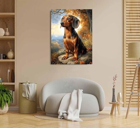 Dachshund Dog Paint by Numbers Kit for Adults, 16"x20" Canvas Painting Kit for Beginners, Modern Aesthetic DIY Paint by Number on Canvas for Home Wall Decor 277 in Saudi Arabia