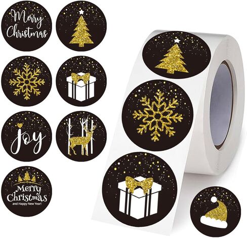 500pcs Christmas Stickers 1.5inch Self-Adhesive Christmas Tree Snowflake Seal Labels Holiday Stickers for Gift Sealing Christmas Decor in Saudi Arabia