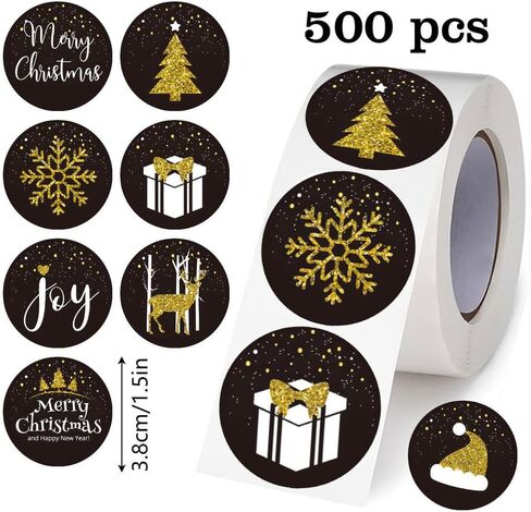 500pcs Christmas Stickers 1.5inch Self-Adhesive Christmas Tree Snowflake Seal Labels Holiday Stickers for Gift Sealing Christmas Decor in Saudi Arabia