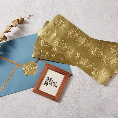 100 Pcs Embossed Gold Foil Stickers with Heart and Garland Pattern for Sealing Awards Embossing Certificates and Envelopes Sticker Seals in Saudi Arabia