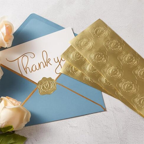 100 Pcs Embossed Gold Foil Stickers with Heart and Garland Pattern for Sealing Awards Embossing Certificates and Envelopes Sticker Seals in Saudi Arabia