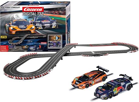 مجموعة مسار سباق السيارات Carrera 30047 Digital 132 Victory Circuit Slot، مقياس 1:32، بطول 23.95 قدم، تتميز بـ McLaren 720S GT3 وAudi R8 LMS GT3، وتتضمن وحدات تحكم لاسلكية in Saudi Arabia