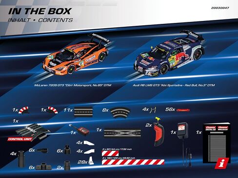 مجموعة مسار سباق السيارات Carrera 30047 Digital 132 Victory Circuit Slot، مقياس 1:32، بطول 23.95 قدم، تتميز بـ McLaren 720S GT3 وAudi R8 LMS GT3، وتتضمن وحدات تحكم لاسلكية in Saudi Arabia