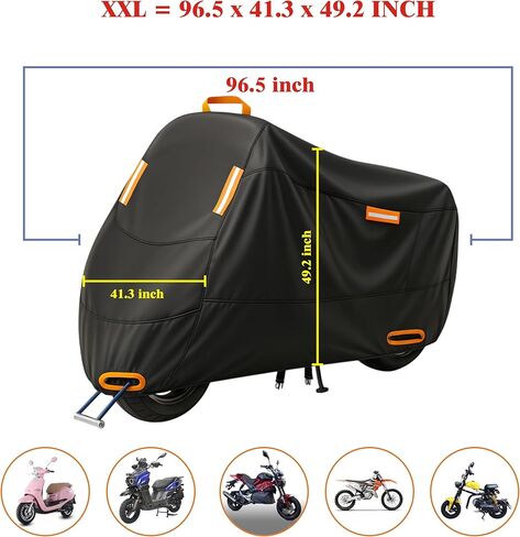 غطاء دراجة نارية مقاوم للماء مقاس XXXXL للدراجات الكبيرة - الطراد والرحلات والدراجات الثلاثية والدراجات البخارية، حماية من جميع الأحوال الجوية in Kuwait
