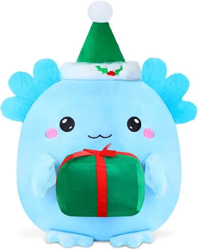 عيد الميلاد Axolotl القطيفة، لطيف Axolotl عقد هدية الحيوانات المحشوة عيد الميلاد ديكور حفلة تفضل للفتيات والفتيان (الوردي) in Kuwait