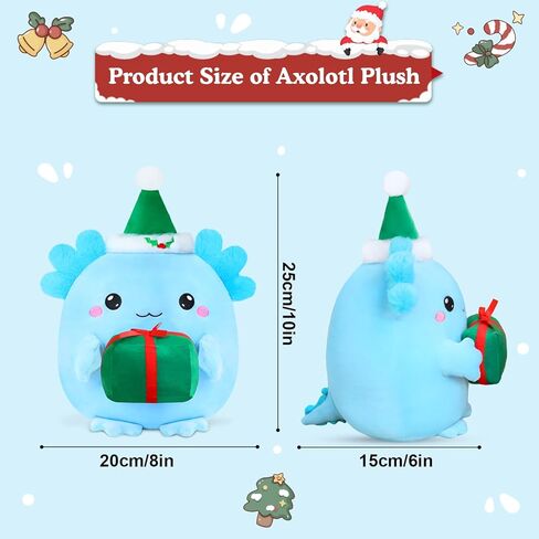 عيد الميلاد Axolotl القطيفة، لطيف Axolotl عقد هدية الحيوانات المحشوة عيد الميلاد ديكور حفلة تفضل للفتيات والفتيان (الوردي) in Kuwait