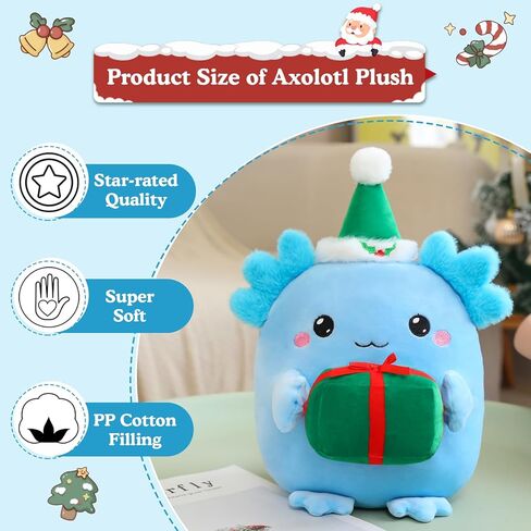 عيد الميلاد Axolotl القطيفة، لطيف Axolotl عقد هدية الحيوانات المحشوة عيد الميلاد ديكور حفلة تفضل للفتيات والفتيان (الوردي) in Kuwait