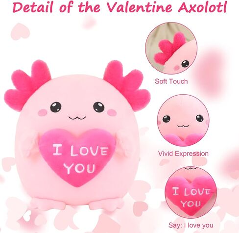 عيد الميلاد Axolotl القطيفة، لطيف Axolotl عقد هدية الحيوانات المحشوة عيد الميلاد ديكور حفلة تفضل للفتيات والفتيان (الوردي) in Kuwait