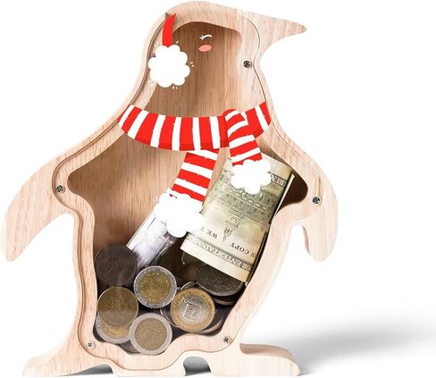 بنك الدب الخشبي للأطفال، جرة بنك النقود المعدنية اللطيفة غير القابلة للكسر، صندوق نقود آمن، جرة توفير شفافة، هدايا عيد الميلاد والذكرى السنوية للمعمودية للأولاد والبنات الصغار محبي الدب in Kuwait