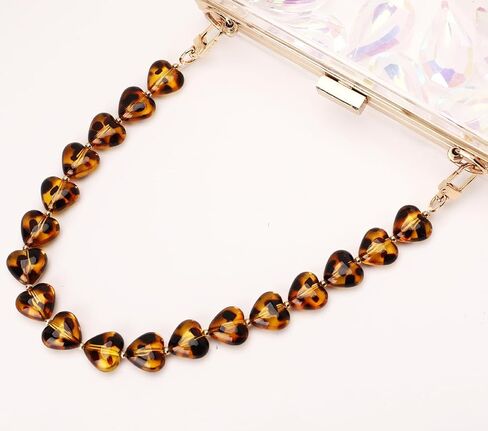 AUMEY Acrylic Heart Bag Chain Purse Charm Versatile handbag Chain Strap Wallet Handle Replacement Handbag Accessory in Saudi Arabia