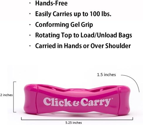 Click & Carry Grocery Bag Carrier, 1 Pack, Fuchsia - As seen on Shark Tank, Soft Cushion Grip - Grocery Bag Carrier, 1 Pack, Green - As seen on Shark Tank, Soft Cushion Grip in Saudi Arabia