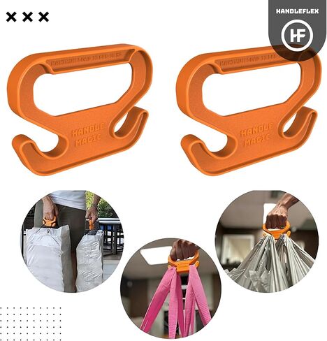 حاملات الحقائب ذات المقبض السحري (وحدتان) | قبضة مريحة وحامل حقيبة | حجم الجيب | خفيف الوزن ومريح للتسوق والسفر - صنع في الولايات المتحدة الأمريكية (أصفر) in Kuwait