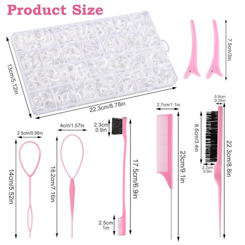 28 Colors Rubber Bands with 7 Hair Styling Tools, 2100 Pcs Colorful Elastic Ties Small Rubber Bands Baby Toddler Ties for Girls Hair Accessories Christmas Gifts in Kuwait
