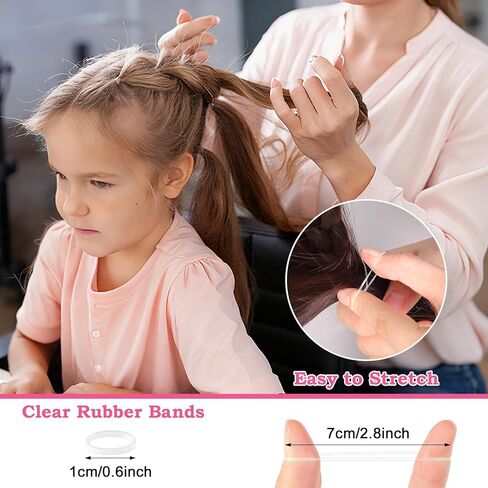 28 Colors Rubber Bands with 7 Hair Styling Tools, 2100 Pcs Colorful Elastic Ties Small Rubber Bands Baby Toddler Ties for Girls Hair Accessories Christmas Gifts in Kuwait