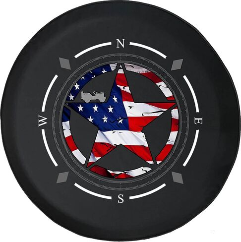 Spare Tire Cover Compass American Flag Military Star 4x4 Patriotic Fits SUV or Camper RV Accessories Trailer Tire Cover Size 32 Inch with Backup Camera Hole in Saudi Arabia
