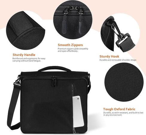 2 Inch 3 Ring Zipper Binder with 500 Sheet Capacity, 6 Tab Expanding File Folder, Multi-Pocket Design, Shoulder Strap and Handle for Middle School and Office (Black) in Saudi Arabia