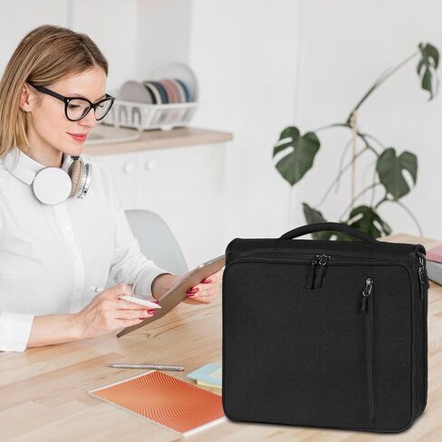 2 Inch 3 Ring Zipper Binder with 500 Sheet Capacity, 6 Tab Expanding File Folder, Multi-Pocket Design, Shoulder Strap and Handle for Middle School and Office (Black) in Saudi Arabia