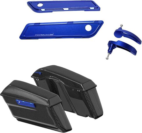 POWER JAMES CNC-Cut Blue Saddlebag Saddle Bag Hinge Cover with Handle Kit Compatible with Harley Davidson 2014-2023 Touring Street Glide, Road Glide (Blue) in Saudi Arabia