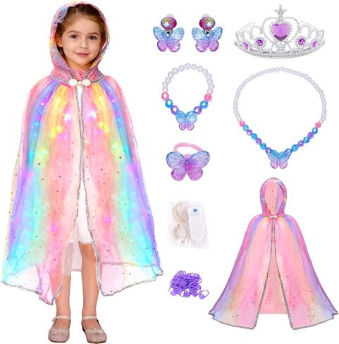 Princess Dress up for Girls, Light up Cape Toys Kit，Cosplay Costume Birthday Gift for Toddlers 3-8 in Saudi Arabia