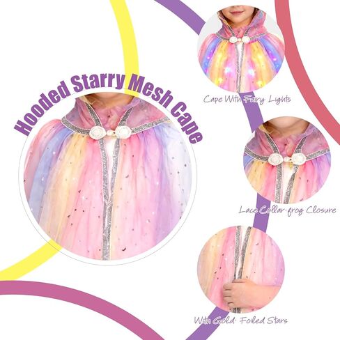 Princess Dress up for Girls, Light up Cape Toys Kit，Cosplay Costume Birthday Gift for Toddlers 3-8 in Saudi Arabia
