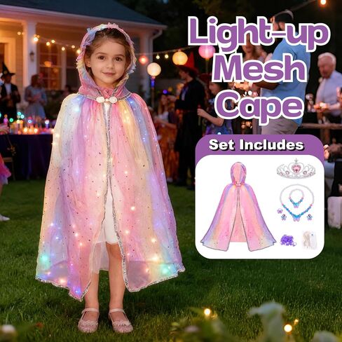 Princess Dress up for Girls, Light up Cape Toys Kit，Cosplay Costume Birthday Gift for Toddlers 3-8 in Saudi Arabia