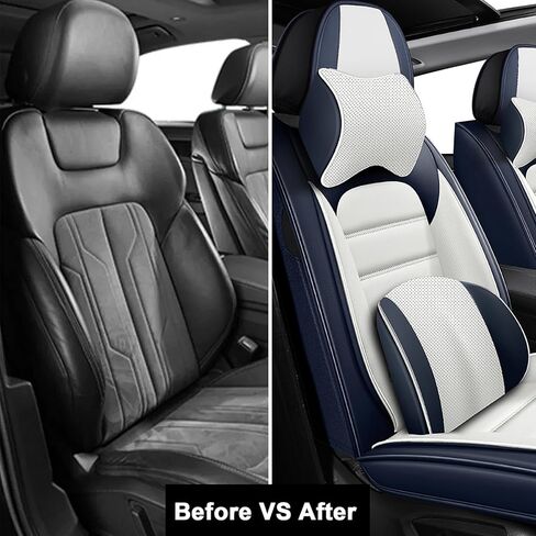 5 Car Seat Covers for Ford Edge 2007-2026 Breathable Leather,Waterproof Car Seat Protectors with Comfort Headrest Pillows,Automotive Vehicle Cushion with Storage Pockets (Luxury,Black) in Saudi Arabia