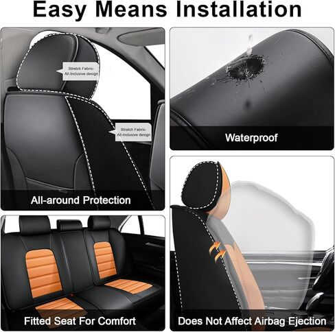 5 Car Seat Covers for Ford Edge 2007-2026 Breathable Leather,Waterproof Car Seat Protectors with Comfort Headrest Pillows,Automotive Vehicle Cushion with Storage Pockets (Luxury,Black) in Saudi Arabia