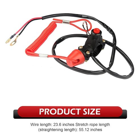 Motorcycle Boat Safety Kill Stop Switch, 7/8" 22mm Universal Handlebar 2 Wires, with Tether Line, Fit 49CC-250CC ATV Quad Bike Go Kart Off Road Motorcycle Boat (Black) in Saudi Arabia