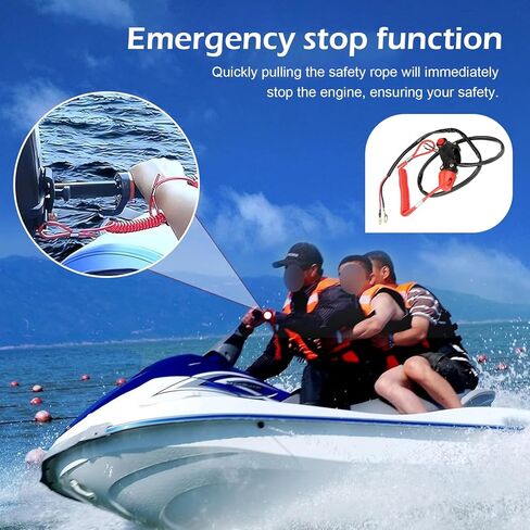 Motorcycle Boat Safety Kill Stop Switch, 7/8" 22mm Universal Handlebar 2 Wires, with Tether Line, Fit 49CC-250CC ATV Quad Bike Go Kart Off Road Motorcycle Boat (Black) in Saudi Arabia