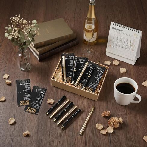 40 Sets Happy New Year Gifts Bulk 2026 Inspirational Metal Ballpoint Pens with Blessing Cards New Years Eve Party Supplies Favors for Guests Coworkers Friends Family in Saudi Arabia