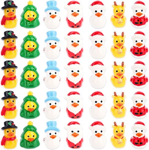 35pcs Christmas Mini Resin Ducks, Creative Dress-Up Tiny Yellow Duck with Santa Hats for DIY Miniature Landscape Crafts Small Car Ornament Xmas Figures Party Supply in Saudi Arabia