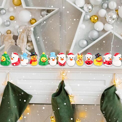 35pcs Christmas Mini Resin Ducks, Creative Dress-Up Tiny Yellow Duck with Santa Hats for DIY Miniature Landscape Crafts Small Car Ornament Xmas Figures Party Supply in Saudi Arabia