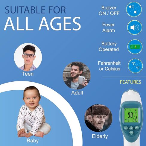 Elate Non Contact/No Touch Digital Forehead Thermometer for Adults, Kids, and Babies. Accurate Hospital Medical Grade Touchless Temporal Thermometer FSA HSA Approved, Pink in Kuwait