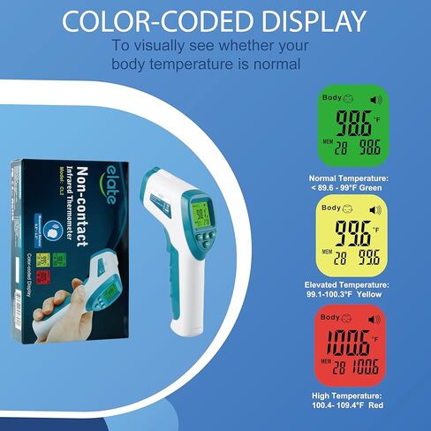 Elate Non Contact/No Touch Digital Forehead Thermometer for Adults, Kids, and Babies. Accurate Hospital Medical Grade Touchless Temporal Thermometer FSA HSA Approved, Pink in Kuwait