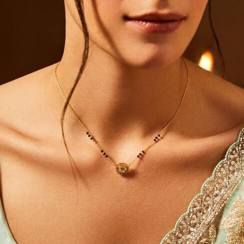 Tarinika Sterling Silver Forever Mangalsutra Chain Necklace with Charm Design(Gold-Plated) - Silver Chain Necklace for Women | Perfect for Casual occasions | Indian jewelry sets for women | 1 Year in Kuwait