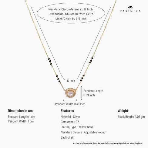 Tarinika Sterling Silver Forever Mangalsutra Chain Necklace with Charm Design(Gold-Plated) - Silver Chain Necklace for Women | Perfect for Casual occasions | Indian jewelry sets for women | 1 Year in Kuwait